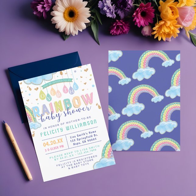 Farbenfrohe Wasserfarbe Regenbogen Kinderdusche Ei Einladung (Colorful Watercolor Rainbow Baby Shower Invitation)