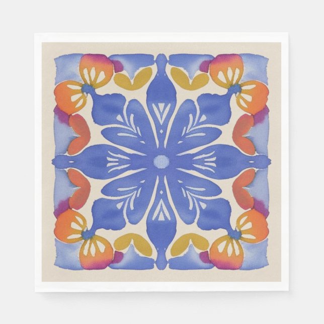 Farbenfrohe Wasserfarbe Serviette (Vorderseite)