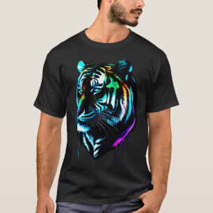 Farbenfrohe Wasserfarbe Tiger T-Shirt