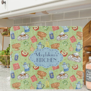 Farbenfrohe Wasserfarbe Vintag Küche Koch Koch Nam Schneidebrett