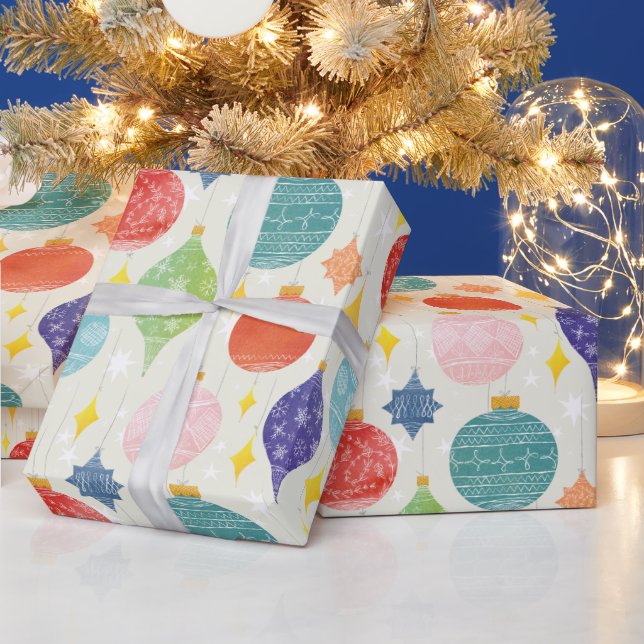 Farbenfrohe Wasserfarbe Weihnachtsbaum Geschenkpapier (Feiertage)