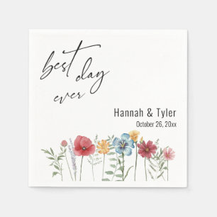 Farbenfrohe Wasserfarben Auengrenzen der Wildblume Serviette