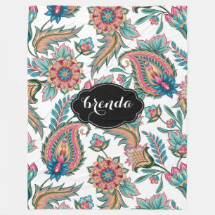 Farbenfrohe Wasserfarben Ethnisches Paisley Muster Fleecedecke