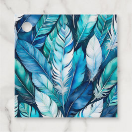 Farbenfrohe Wasserfarben Feather Art Gift Tags Geschenkanhänger