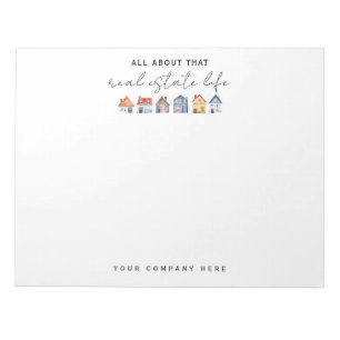 Farbenfrohe Wasserfarben Häuser Real Anwesen Notizblock