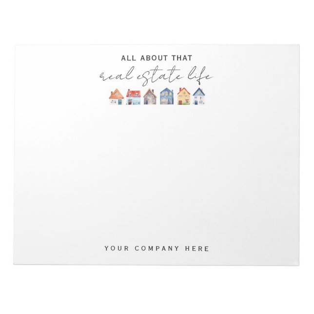 Farbenfrohe Wasserfarben Häuser Real Anwesen Notizblock (Vorderseite)