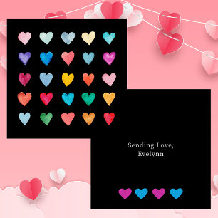 Farbenfrohe Wasserfarben Herzens Valentinstag Mitteilungskarte