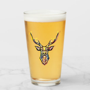 Farbenfrohe Wasserfarben Hirschhaube Kunst Glas