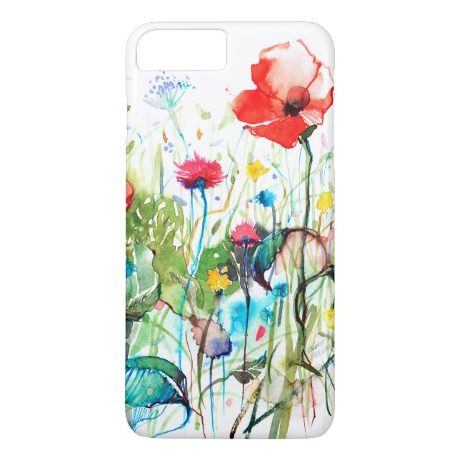 Farbenfrohe Wasserfarben Rote Mohnblumen und Frühl Case-Mate iPhone Hülle (Rückseite)