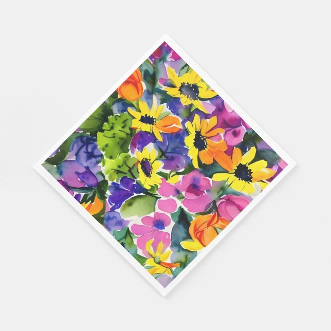Farbenfrohe Wasserfarben Serviette (Ecke)