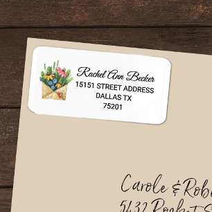 Farbenfrohe Wasserfarben und Grüne Adresse Adressaufkleber