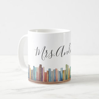 Farbenfrohe Wasserfarbenbücher Lehrername Kaffeetasse