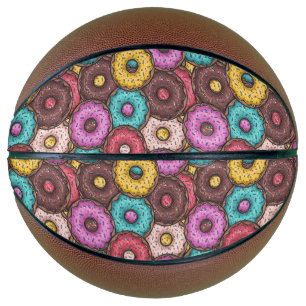 Farbenfrohe WasserfarbenDonuts mit Sprinklermuster Basketball