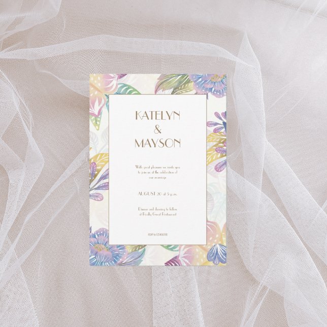 Farbenfrohe Wasserfarbenhochzeit Einladung (1)