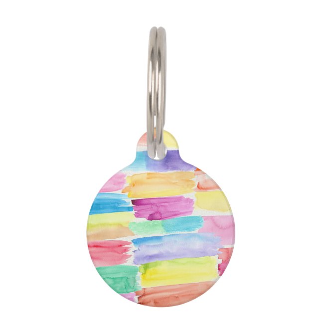 Farbenfrohe Wasserfarbenmalerei Abstrakte Kunst Haustiermarke (Vorderseite)