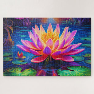 Farbenfrohe Wasserlilie: Teich Ruhe Puzzle