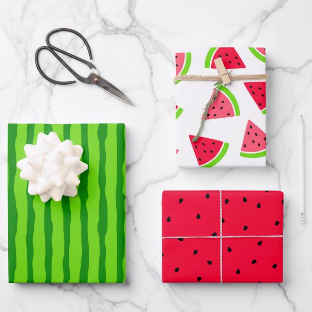 Farbenfrohe Wassermelone Geschenkpapier Set (Vorderseite)