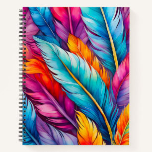 Farbenfrohe Watercolor Feather Art Spirituosen Not Notizbuch