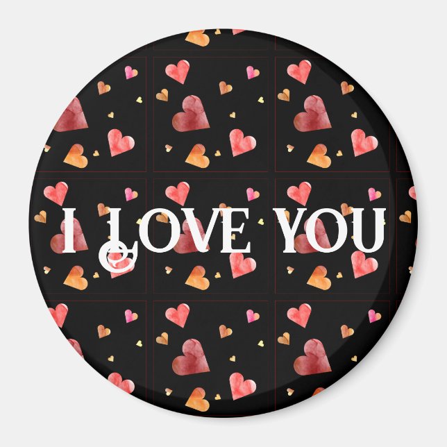 Farbenfrohe Watercolor Herzmagnet Magnet (Vorne)