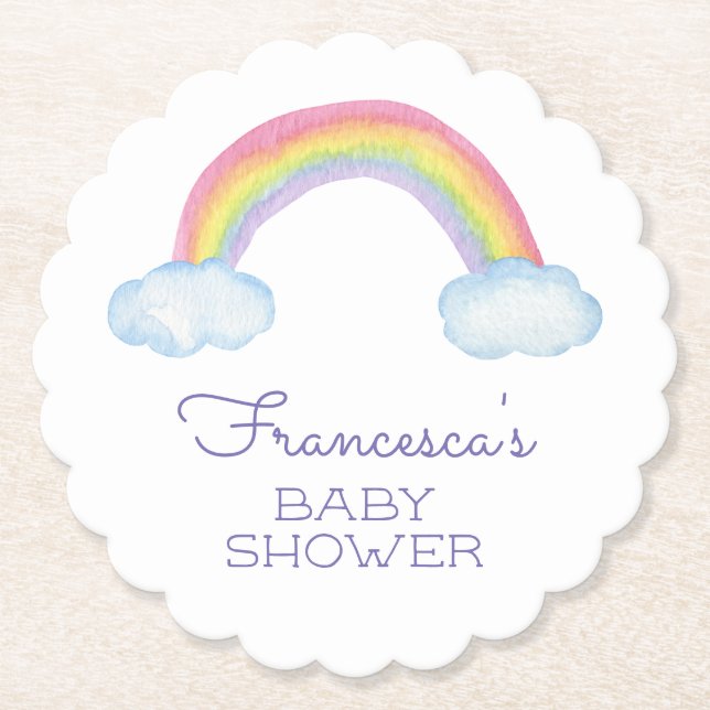 Farbenfrohe Watercolor Rainbow Baby Dusche Untersetzer (Vorderseite)