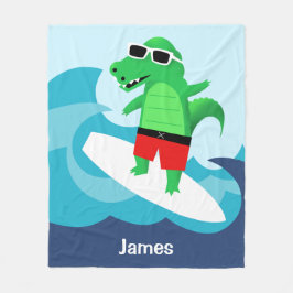 Farbenfrohe Wave Riding Alligator Throw Fleecedecke