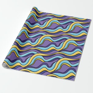 Farbenfrohe Waves Funky Retro Modernes Muster Geschenkpapier