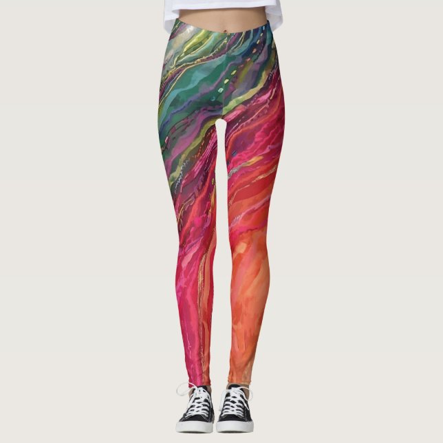 Farbenfrohe Waves Leggings (Vorderseite)