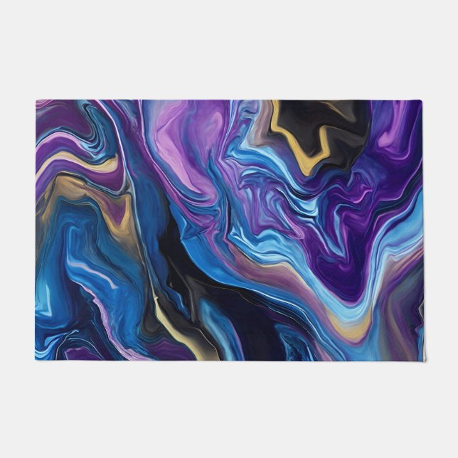 Farbenfrohe Waves Lila Blue Begrüßungsmatte Fußmatte (Vorderseite)