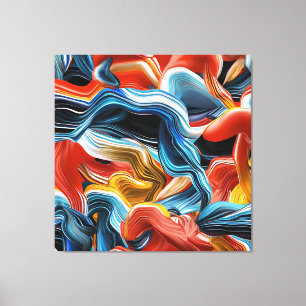Farbenfrohe Waves Streams Blue Orange Mauer Kunst, Leinwanddruck