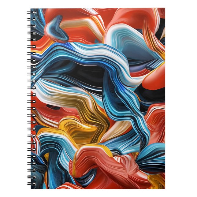 Farbenfrohe Waves Streams Paint Pour Notebook Notizblock (Vorderseite)