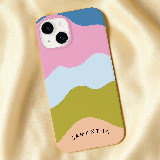 Farbenfrohe Wavy-Muster mit Personalisiertem Curva Case-Mate iPhone Hülle (Colorful Wavy Pattern with Personalized Curvy Name Case-Mate iPhone Case)
