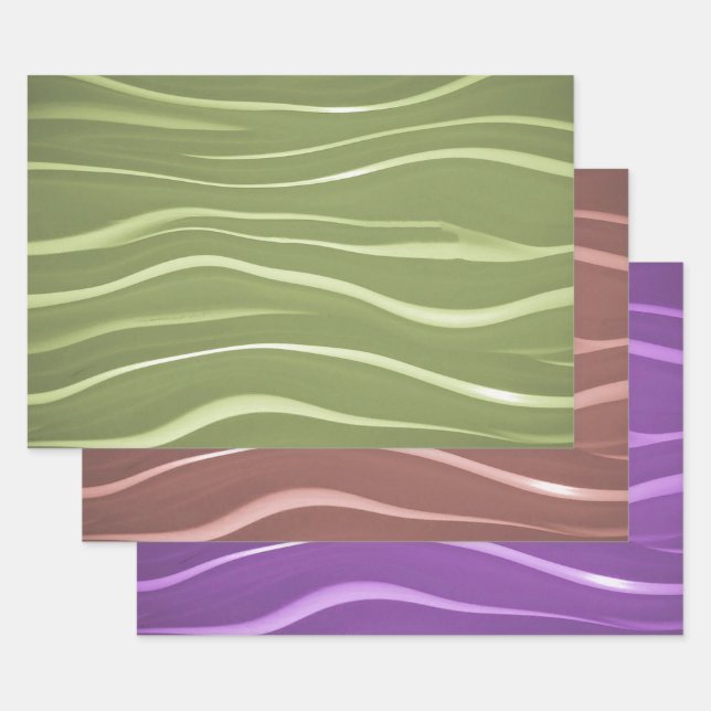 Farbenfrohe Wavy Streifen Geschenkpapier Set (Set)