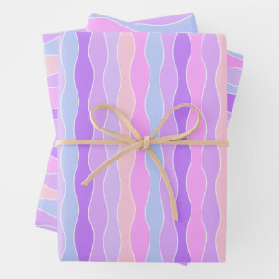 Farbenfrohe Wavy Streifen Geschenkpapier Set