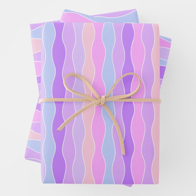 Farbenfrohe Wavy Streifen Geschenkpapier Set (Beispiel)