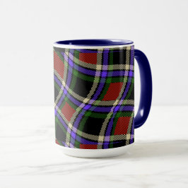 Farbenfrohe Wavy Tartan Muster Grün Rot Lila Weiß Tasse