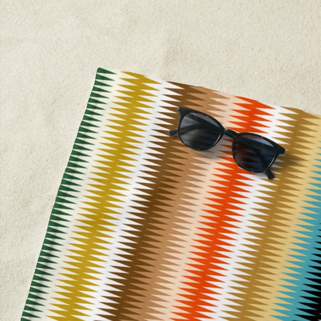 Farbenfrohe Wavy Zigzag mehrfarbiges Muster Strandtuch (Beispiel)