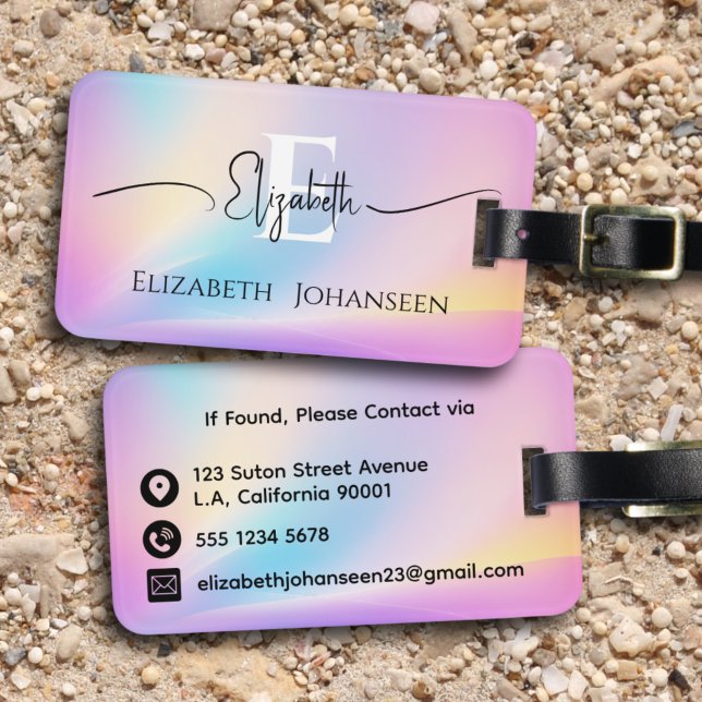 Farbenfrohe, weiche Pastellfarben Gradient Chic Mo Gepäckanhänger (Von Creator hochgeladen)