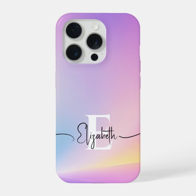 Farbenfrohe, weiche Pastellfarben Gradient Chic Mo iPhone Hülle (Rückseite)