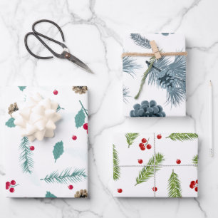 Farbenfrohe Weihnachten - Berry Holiday Pattern Geschenkpapier Set