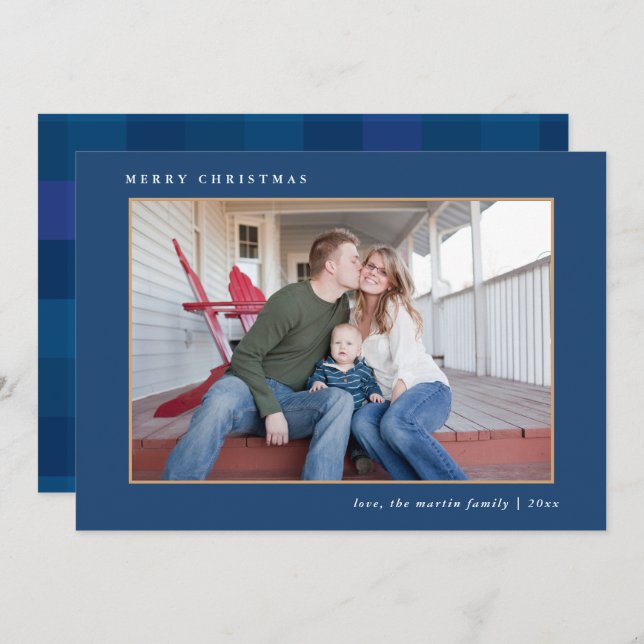 Farbenfrohe Weihnachten Blauer Karierte Printwerbu (Vorne/Hinten)