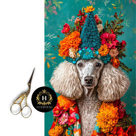 Farbenfrohe Weihnachten Französisch Poodle Decoupa Seidenpapier