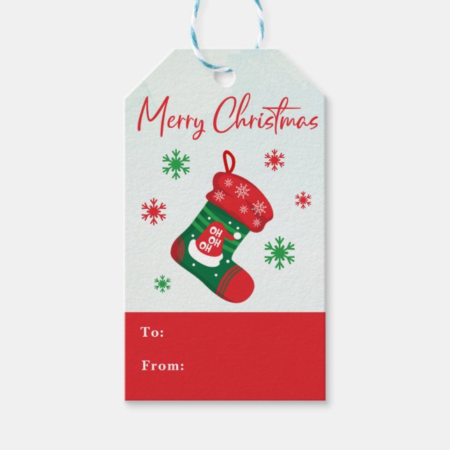 Farbenfrohe Weihnachten Geschenkanhänger (Vorderseite)