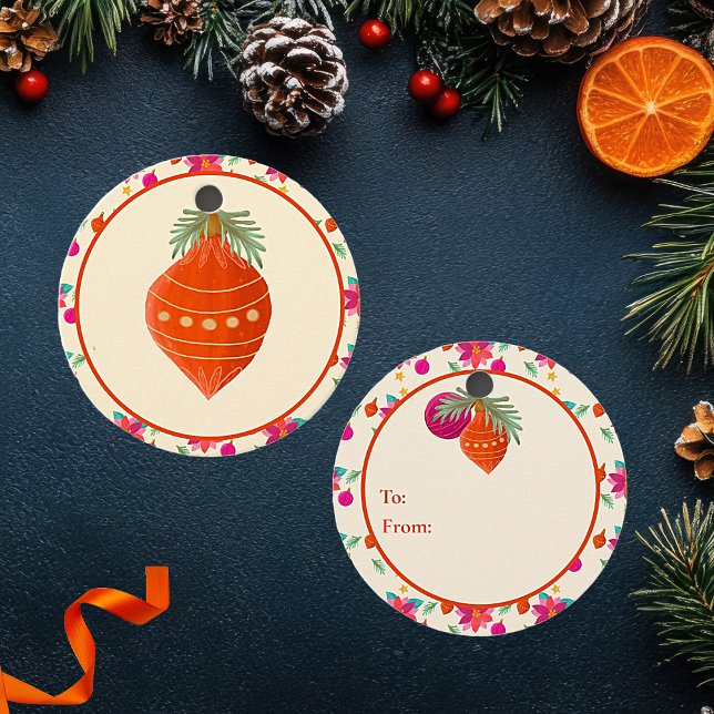 Farbenfrohe Weihnachten Geschenkanhänger (Colorful Bright Christmas Gift tags. With festive details and ornaments. When ordinary won't due.)