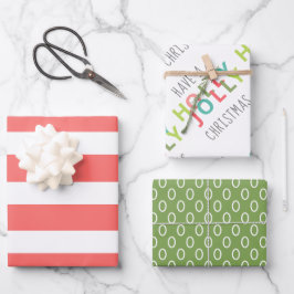 Farbenfrohe Weihnachten im Jolly| Red Green Geschenkpapier Set