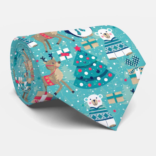 Farbenfrohe Weihnachten Krawatte (Gerollt)