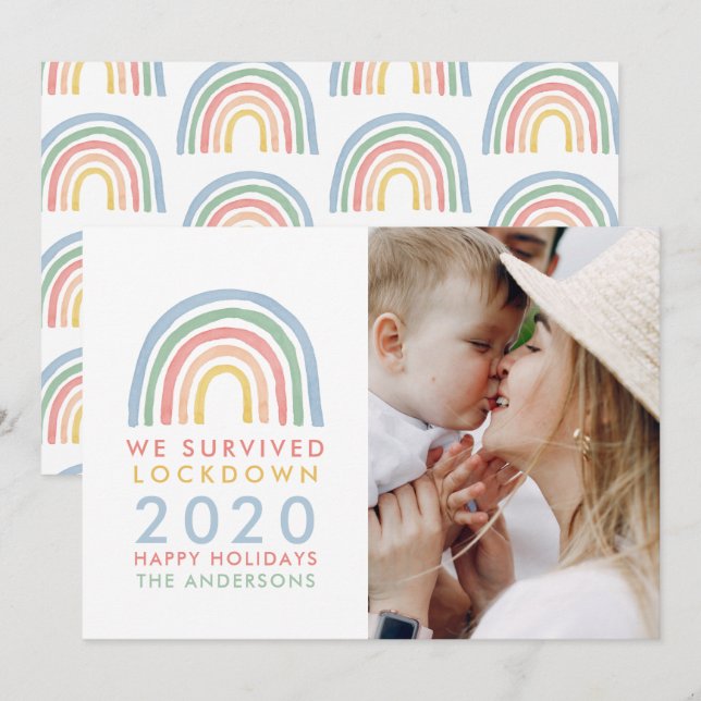 Farbenfrohe Weihnachten mit Regenbogen, die wir üb (Vorne/Hinten)