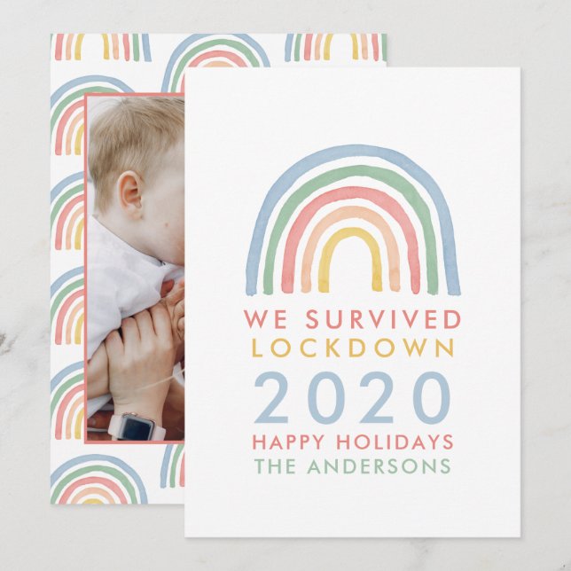 Farbenfrohe Weihnachten mit Regenbogen, die wir üb (Vorne/Hinten)