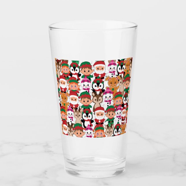 Farbenfrohe Weihnachten mit vielen Berufen Glas (Vorderseite)