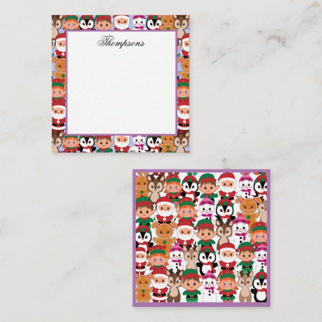 Farbenfrohe Weihnachten mit vielen Berufen Mitteilungskarte (Vorne/Hinten)