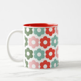 Farbenfrohe Weihnachten Retro Daisy Holiday Tasse